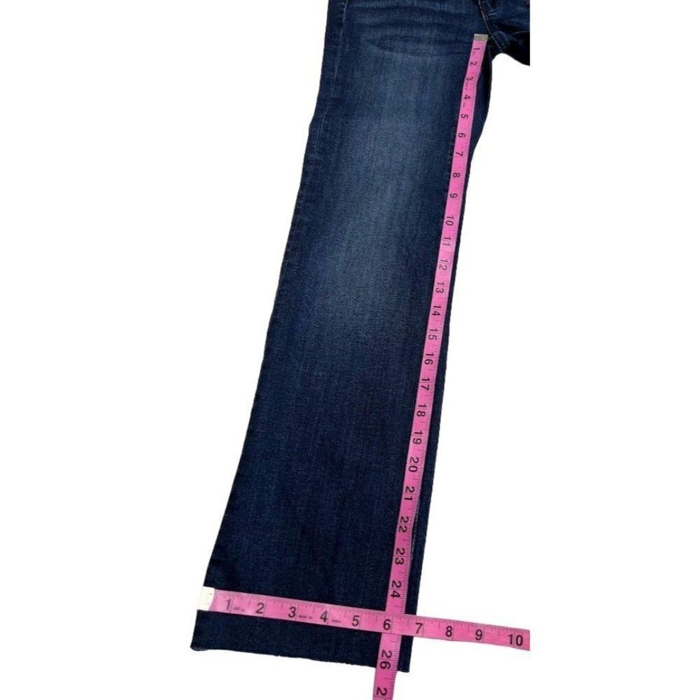 Numero Cropped Jeans Women's 24 XS Dark Blue Stretchy Raw-Hem Faded Pockets NEW - Picture 4 of 11
